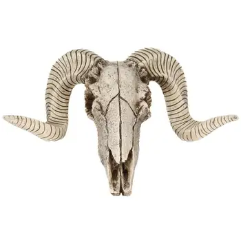 

Creative 3D Horns Skull Ornament Resin Skull Retro Wall Hanging Crafts Home Office Decor Gift Animal Skull
