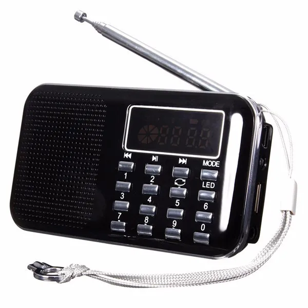 

LEORY 1pc L218 Mini Radio Digital LCD Display TF Mp3 Music Player With LED Flashlight Function Portable
