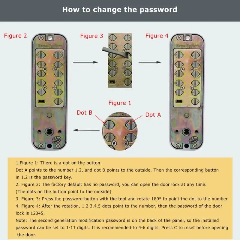 Us 48 9 Mechanical Digital Push Button Door Lock Smart Home Keyless Keypad Combination Code Lock Waterproof Password Intelligent Lock In Door Locks