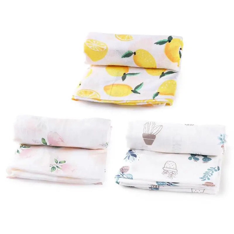 

Newborn Baby Blanket Infant Cotton Fruits Flower Swaddle Wrap Bath Towels fruits Print Muslin Baby Blankets Bedding Infant
