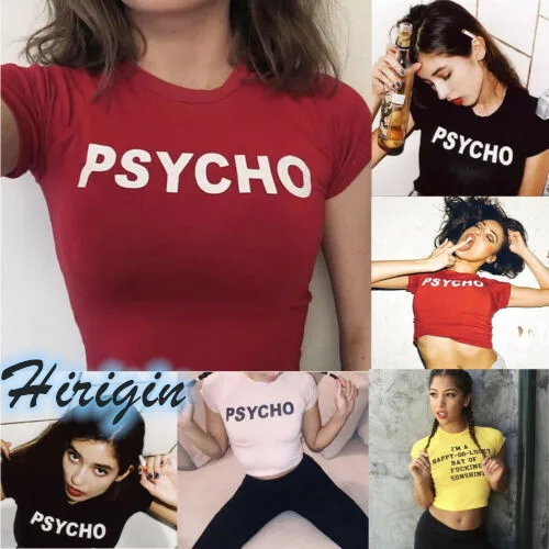 

Summer Casual Short T-Shirts Women's Slim Short Sleeve O-Neck T-Shirts Cotton Blend Letter Print Casual Crop T-Shirt