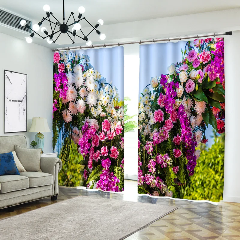 

bloom 1set Digital print blackout curtains for window treatment blinds finished drapes window curtains Living room bedroom CU202