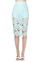 MINSUNDA Floral Crochet Lace Pencil Skirt Mint Women High Waist Knee Length Slit Hem OL Vintage Skirts Ladies Bodycon Midi Skirt MINSUNDA Floral Crochet Lace Pencil Skirt Mint Women High Waist Knee Length Slit Hem OL Vintage Skirts Ladies Bodycon Midi Skirt