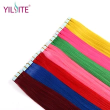 Yilite, 20 дюймов,, русские не Реми человеческие волосы на ленте для наращивания, необычный цвет, 5 шт./лот, шелковистая Лента прямых волос для наращивания