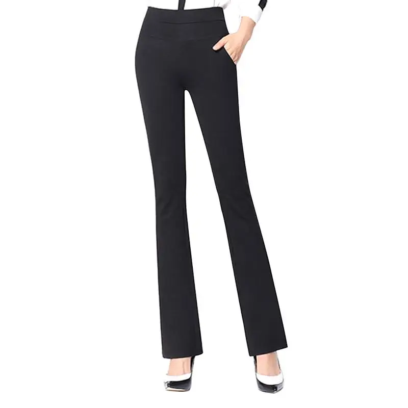 

Women's Stretchy Trousers Flare Pants Female Slimming Stretch Fashionable Versatile Simple Soft High Waist Flare Pants Trousers