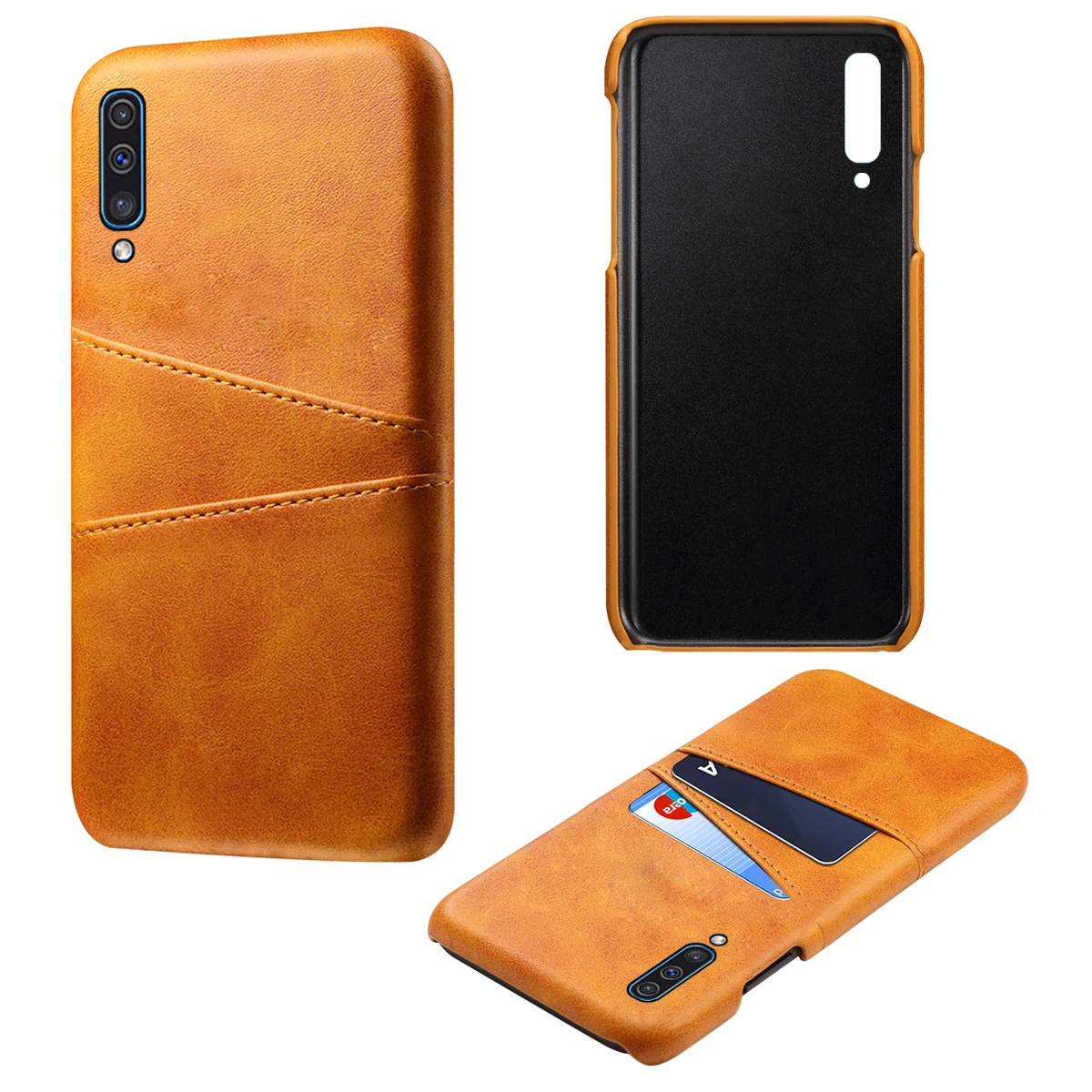 For Samsung Galaxy A50 A40 A30 A20 A10 Case Vintage Calf Grain PU Leather Card Slot Hard PC Cover 2019 Slim | Мобильные телефоны и