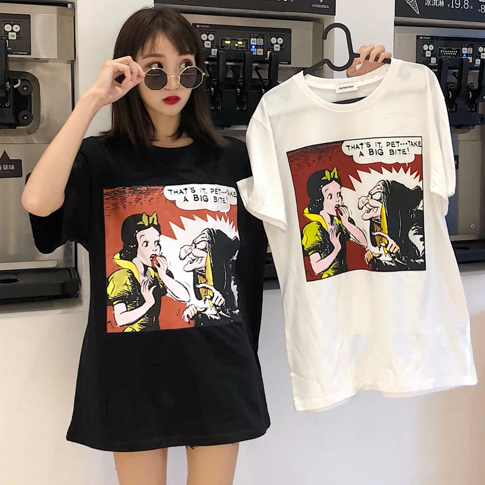 Женская футболка в полоску с буквенным принтом Ulzzang Harajuku Повседневная Базовая
