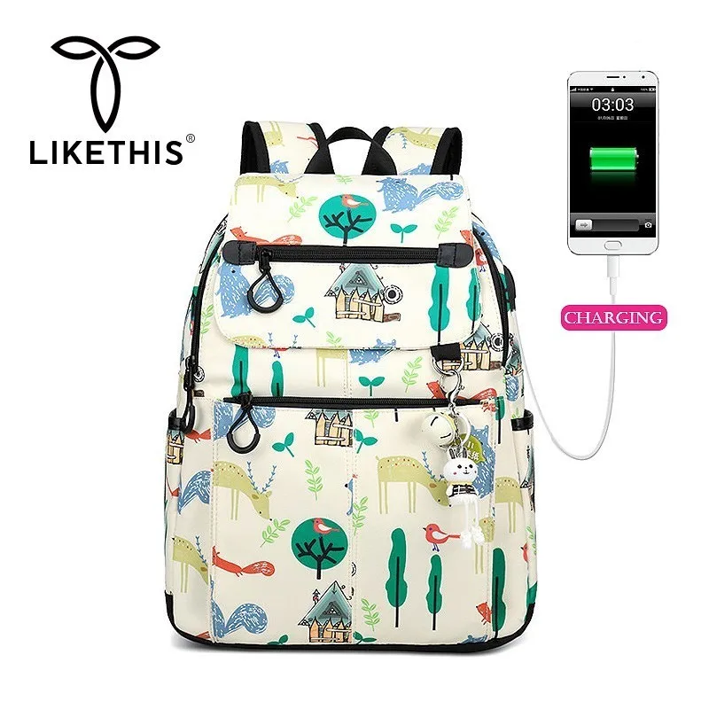 

LIKETHIS 2019 Cute School Bags For Teenage Girls Korean Style School Backpack For Girl New Fashion Waterproof High Quality Gift