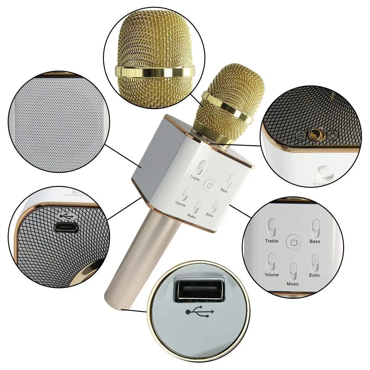  Portable Wireless Karaoke Microphone Mini Handheld phone Karaoke Player Built-in Bluetooth Speaker 
