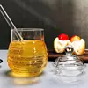 300ml Safe Glass Honey Pot With Stirring Rod Durable Transparent Bee Honey Storage Jar 2