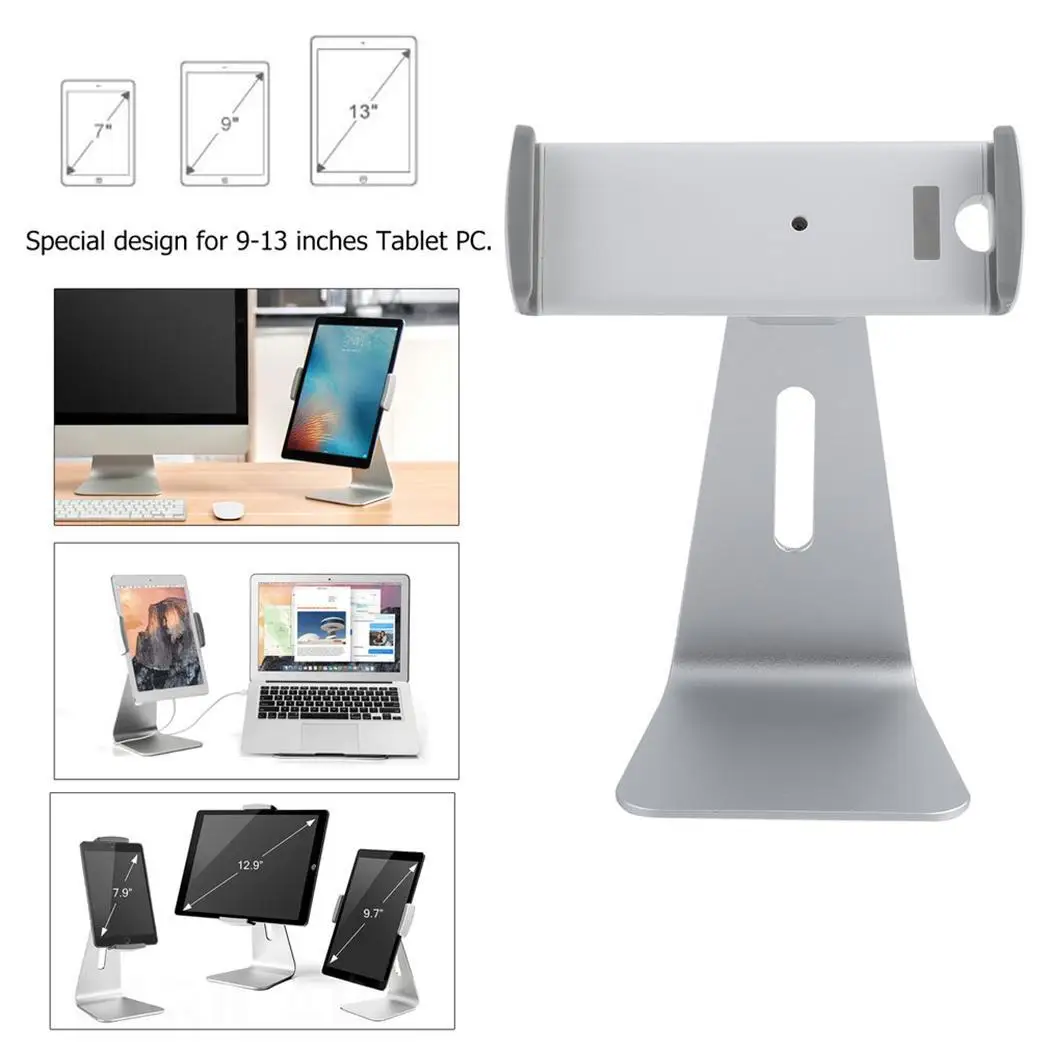 

Aluminum Alloy Multi-Angle Table Stand Desk Silver Mount Holder inch For 9-13 Inch Tablet