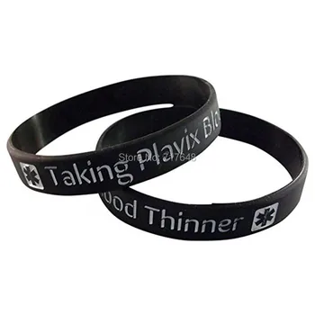 

100pcs Taking Plavix Blood Thinner Medical ID Alert wristband silicone bracelets free shipping by epacket A