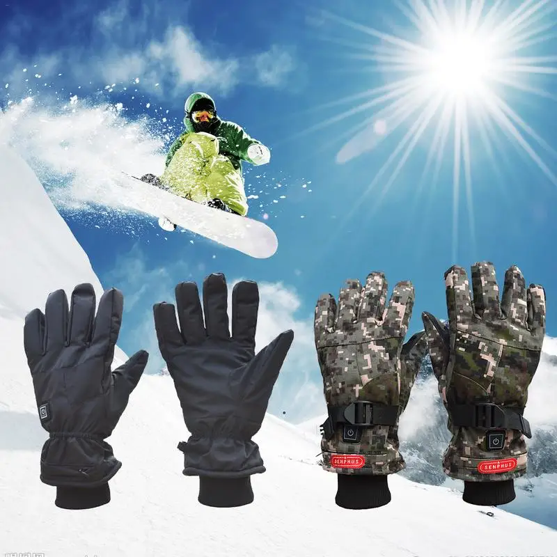 

Outdoor Electric Charging Heating Gloves 7.4v High Heat 3 Modes Control 5 Fingers Hand Back Palm Double heating