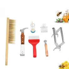 7 шт., набор оборудования для пчеловодства, пчелиная щетка, королевская маркировочная клетка, разворачивающая вилка, шпор, проволочный скребок, рама