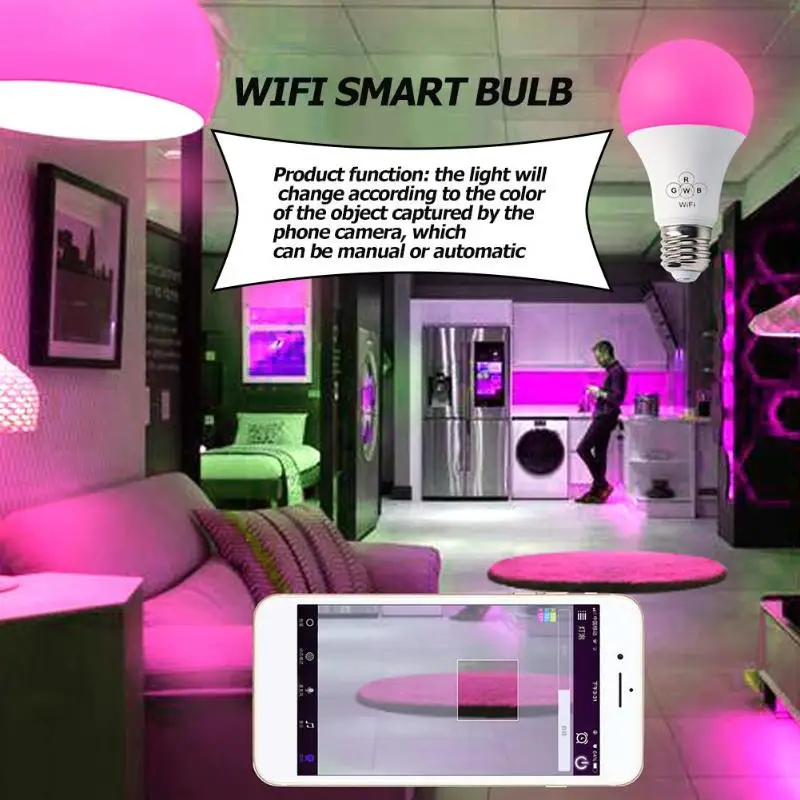 E27 wifi умный светильник лампа 4,5 Вт wifi умная лампочка RGB пульт дистанционного управления лампочка голосовой пульт дистанционного управления 40 м Wake-Up светильник s