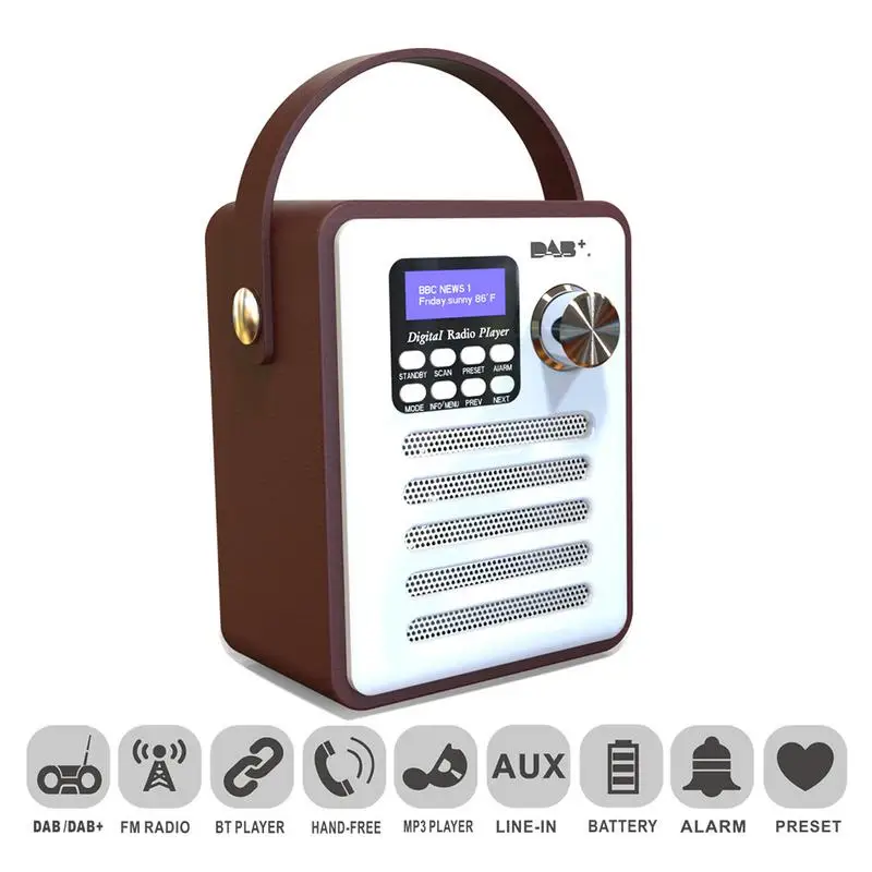 Car Radio Retro DAB Digital Audio FM Portable Auto Alarm Clock Wooden Box Subwoofer Units USB Charging Port Aux In | Автомобили и