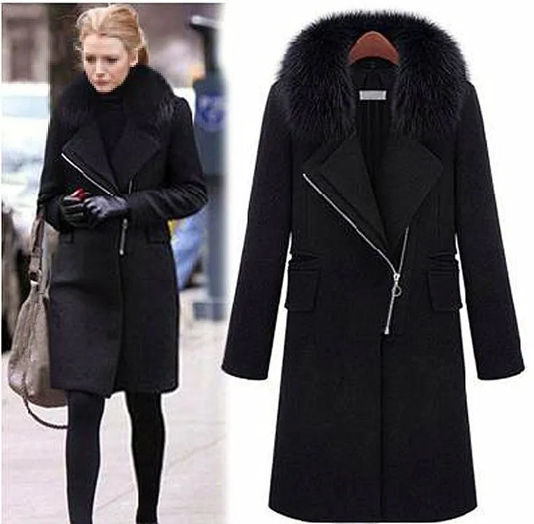 Fourrure La Chaud Laine 2018 Taille Survêtement Épaississement Noir Mince Femmes Nouveau Col Manteaux Manteau Plus Automne Long Hiver De waIafxPq