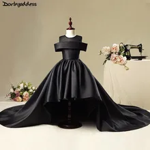 Роскошное Свадебное платье с цветочным узором для девочек; бальное платье; Цвет черный, красный; атласное платье; Vestidos De Comunion; платье для первого причастия;