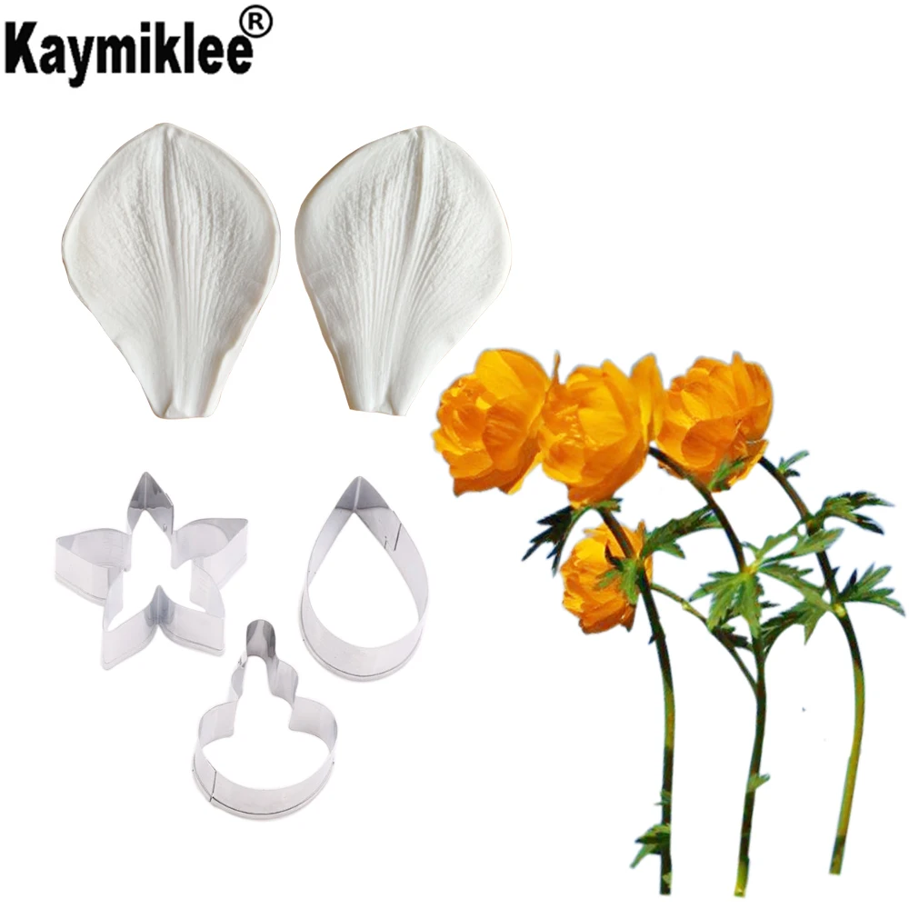 

Nasturtium Petal Veiner & Cutter Silicone Mold Flower Petal Fondant Sugarcraft Metal Mould Cake Decorating tools CS338