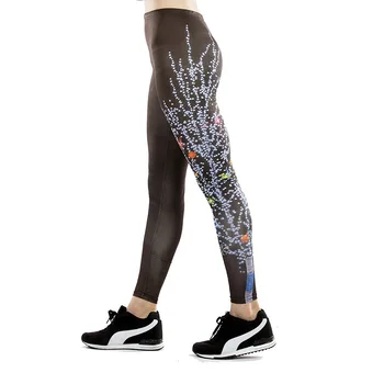 

2019 New Design Women Legging Trees Printing Black Fitness Leggings Fashion High Waist Woman Pants