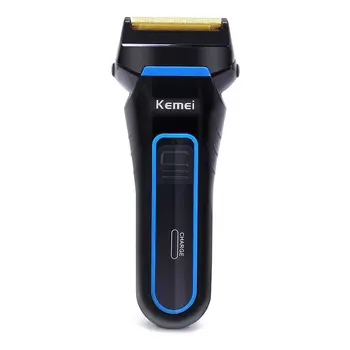 

EAS-Kemei 3D Electric Foil Shaver with Replacement Shaving Head Rechargeable and Cordless Double Heads Razor km-2016 Black