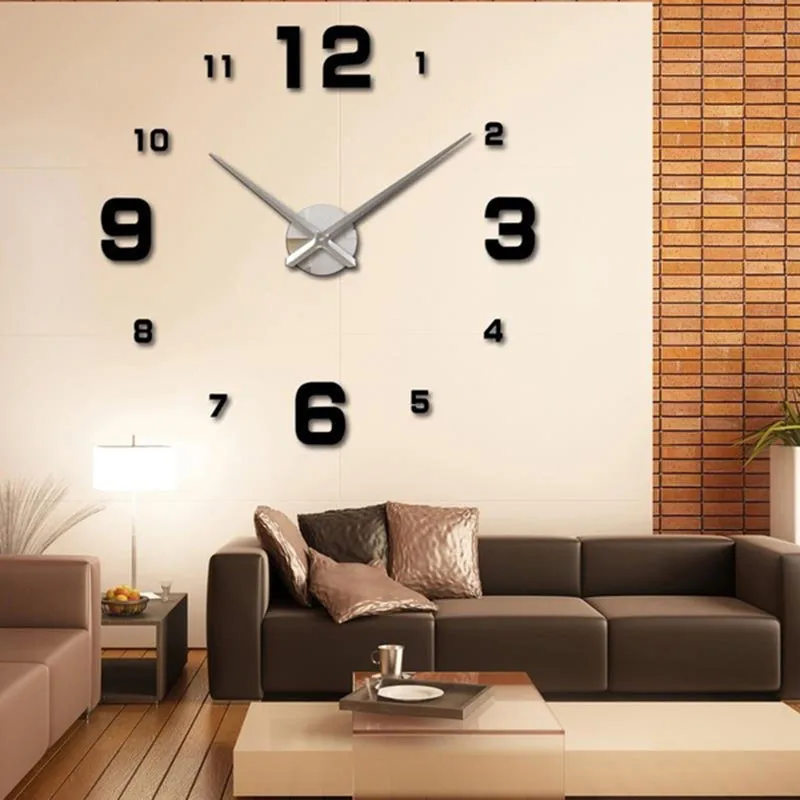 

New Modern Design Rushed Quartz Clocks Fashion Watches Mirror Sticker Diy Living Room Decor New Arrival 3d Real Big Wall Clock