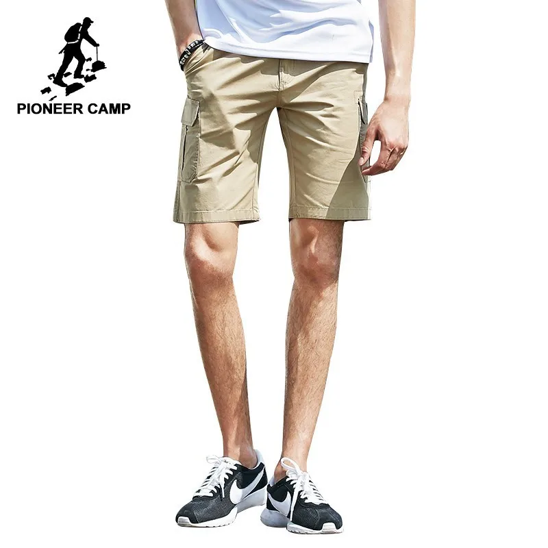 

Pioneer Camp New Men Cargo Shorts brand clothing 100% Cotton loose Male Shorts Casual bermuda Short trousers Khaki