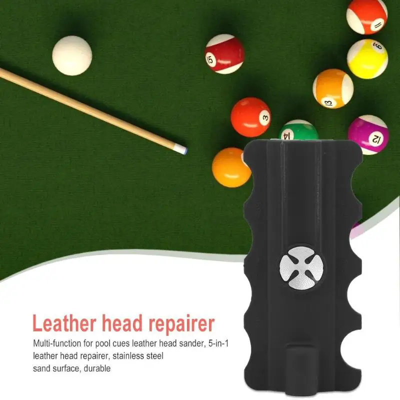 

Portable Cue Tip Repair Tool 5 in 1 Billiard Cue Stick Sandpaper Tip Sander