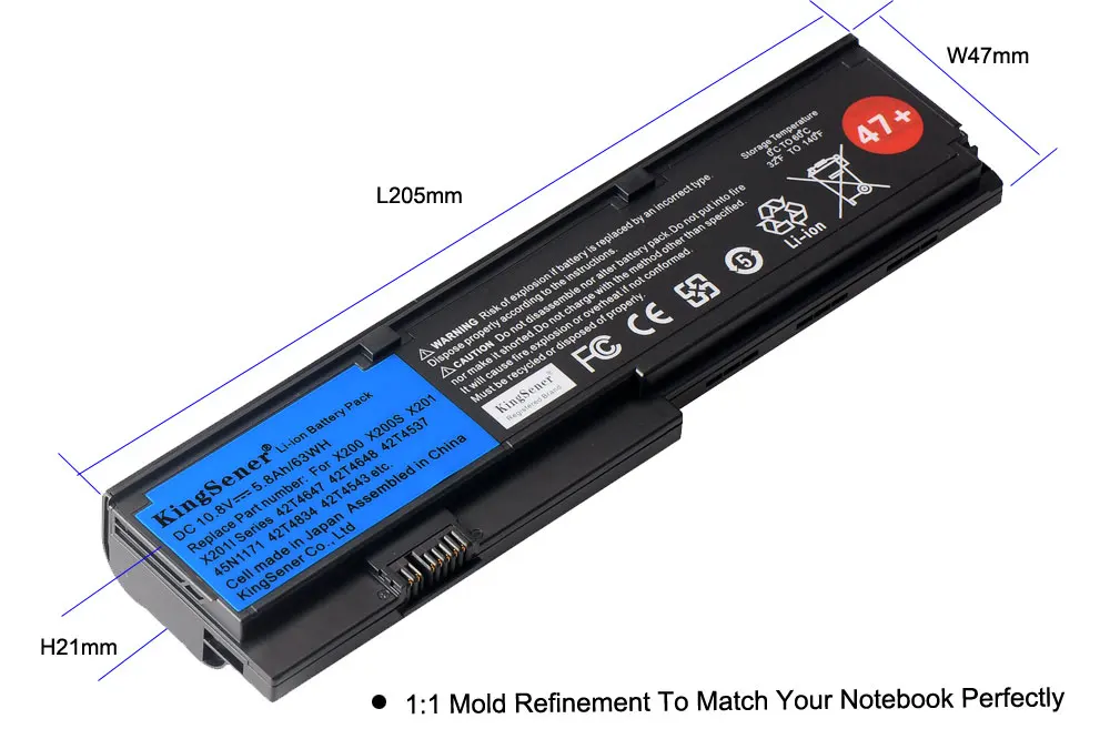 Kingsener-bateria do Portátil para Lenovo Thinkpad X200 X200s X201 Série X201i 42t4834 42t4535 42t4543 42t4650 42t4534 5800mah - Imagem 2