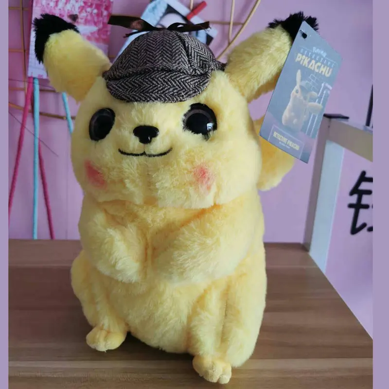 

Newest Movie Detective Pikachu Plush Toys Soft Peluche Detective Pikachu Stuffed Dolls Japan Anime Game Cute Gift 28CM