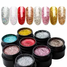 

3D Diamond 8 Colors Gold Sequins Gel Varnish Soak Off Glitter Colorful Nail Varnish Shiny Lacquer Brilliant Gel 4SZJJ3024