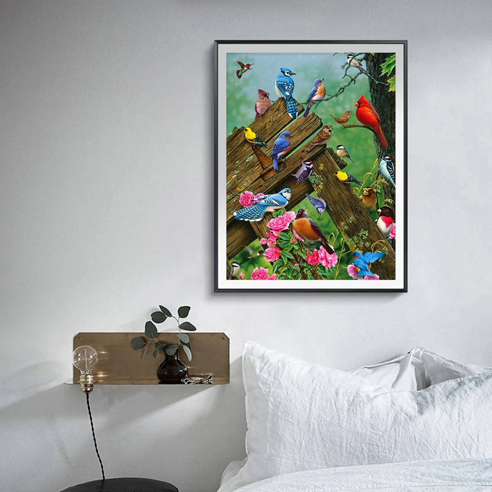 

5D Square Diamond Painting Bird Picture Landscape Cross Stitch DIY Full Diamond Embroidery Wall Sticker Home Decor Gift