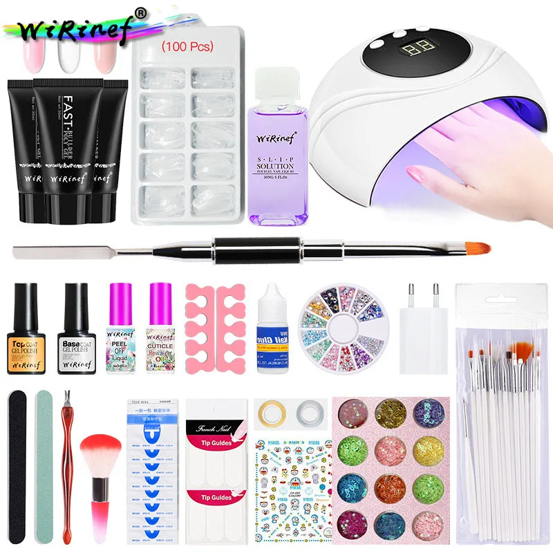 

WiRinef Poly Gel Set Extension Set Quick Extension Fingernails Crystal UV LED Lamp Poly Gel Kit Manicure Gel Nails Art Tools