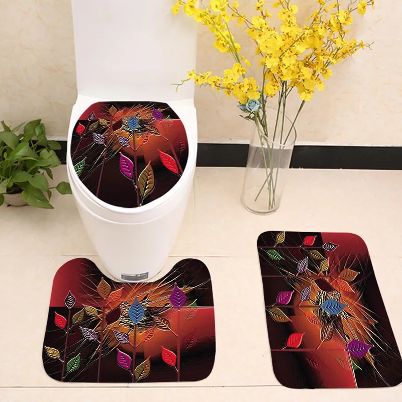 3pcs/set Bath Mats Colorful Anti Slip Bathroom Mat Set Toilet Seat ...