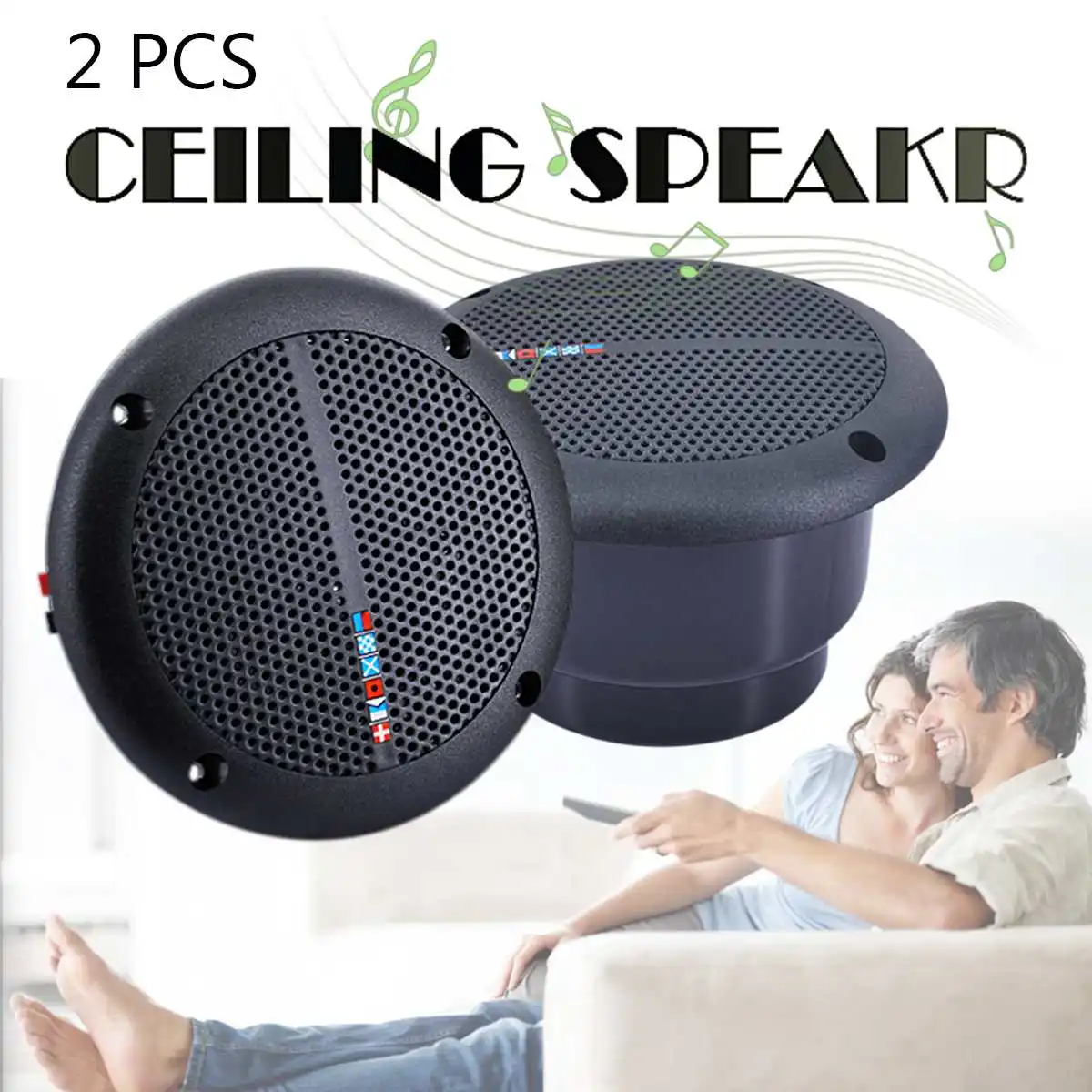 

2PCS Ceiling Speaker Loudspeakers Amplifier Waterproof Marine Boat Ceiling Wall Speakers Kitchen Bathroom Water Resistant