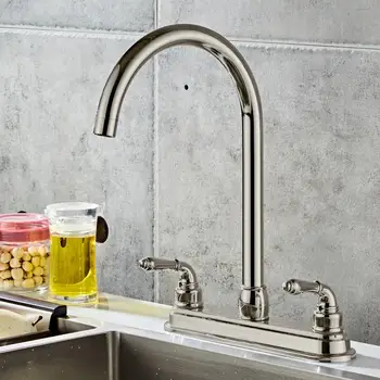 

2-handle Kitchen Fixed Faucet Kitche Bathroom Accessories Stainless Steel Faucet Easy To Install