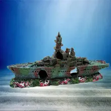 Украшение для аквариума из смолы, искусственное затонувшее судно, Парусный корабль, Разрушитель аквариума, украшение для ландшафтного дизайна аквариума