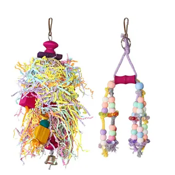 

Small Bird Chewing Toy Handmade Conure Parrot Foraging Shredding Climbing Hanging Toy For Small Medium Birds