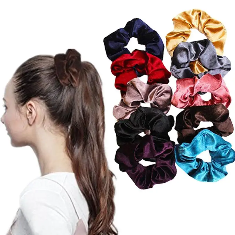 

Yoga Elastic Hair Band For Women 10pcs/pack Lady Hair Scrunchies Ring Elastic Hair Bands Pure Color Bobble Sports Dance Velvet