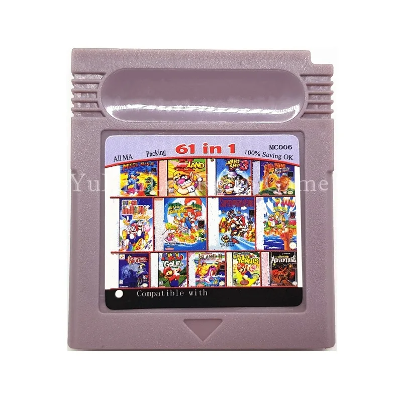 

61 in 1 MC006 Video Game Compilation Cartridge Card for 16 Bit Handheld Console English Language