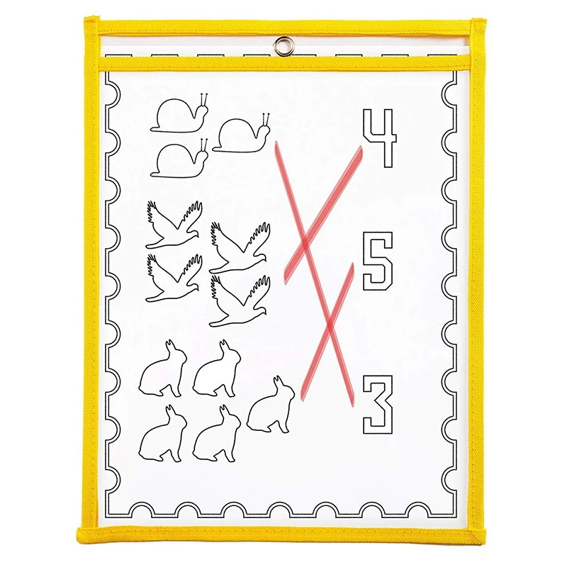 Cena 30 wielobarwne łatwe wymazywanie kieszeni, Oversize 10X13 kieszenie, idealne do organizacji w klasie, wielokrotnego użytku łatwe wymazywanie kieszeni, uczyć