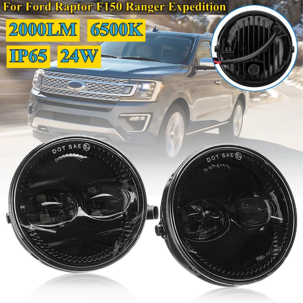 

Pair Clear Lens Bumper Fog Light Fog Lamp Assembly For Ford Raptor F150 2007-2014 Ranger 2008-2011 Expedition 2007-2015