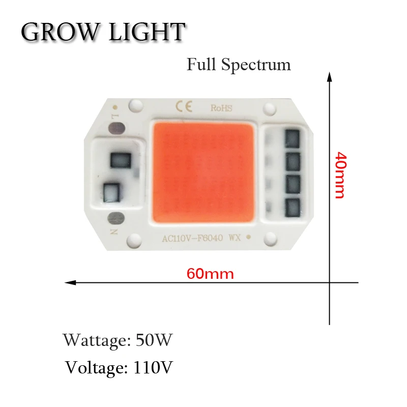 

50W 220V Full Spectrum COB Smart IC 110V Input Wholesale for Plant Full Watt Drive Integrated LED Chip
