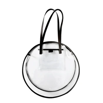 

Transparent Plastic Handbags For Girls Summer Beach Round Clear Bag Large Women Shoulder Bag Waterproof Shopping Bags