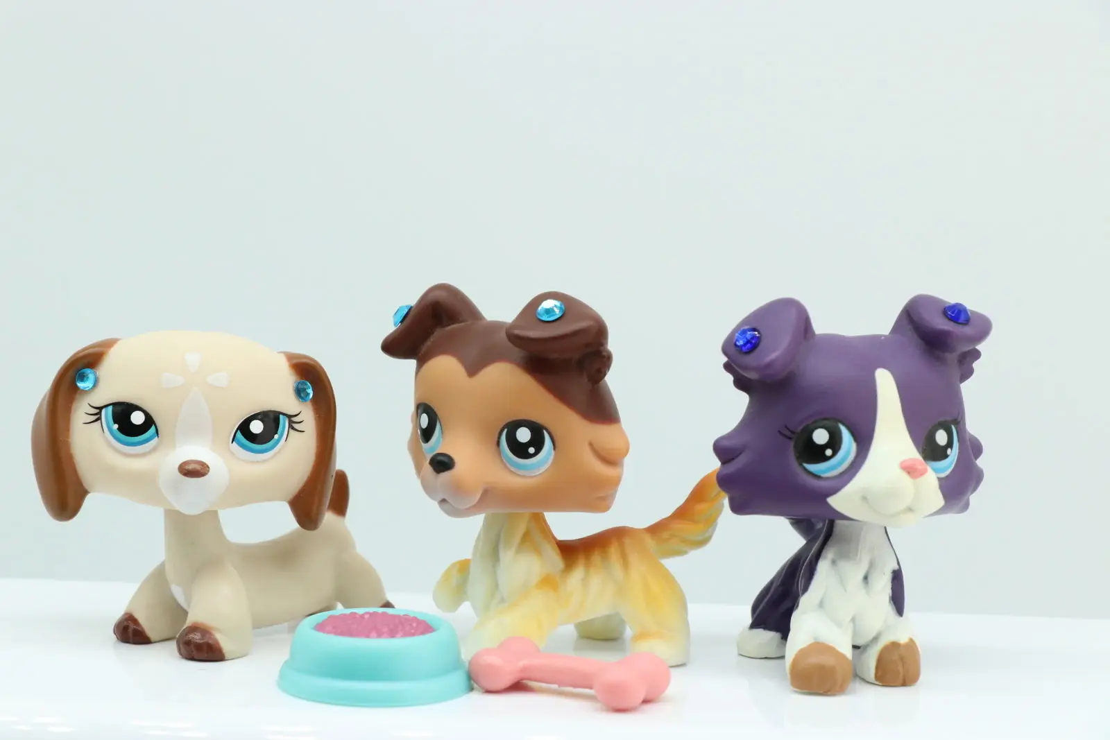 3x фигурка собаки Pet shop игрушки Фиолетовый колли #1676 #58 такса #1491 и