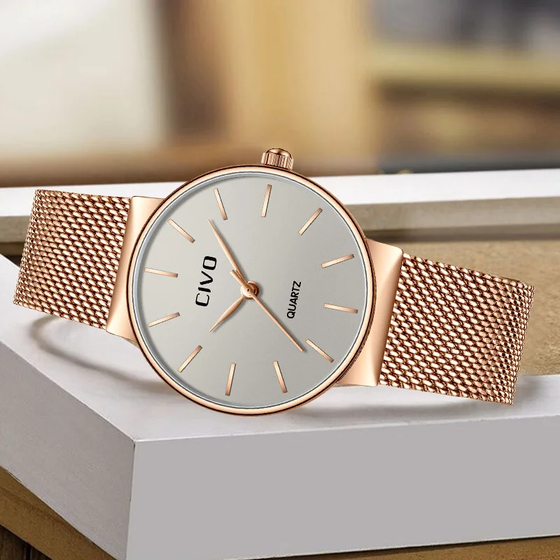 

CIVO 2019 New Fashion Top Brand Luxury Ladies Gold Watch Waterproof Stainless Steel Mesh Strap Quartz Watches Wristwatches Clock