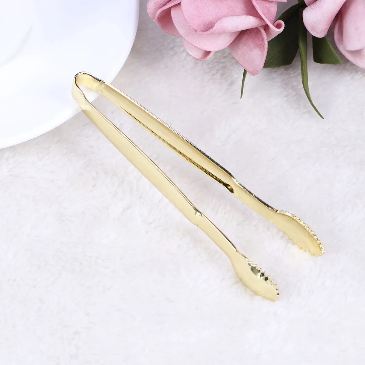 2pcs Gold Plated Mini Serving Tongs Sugar Cube Tongs Stainless Steel Mini Ice Tong Perfect for Tea Party Coffee Bar Supplies