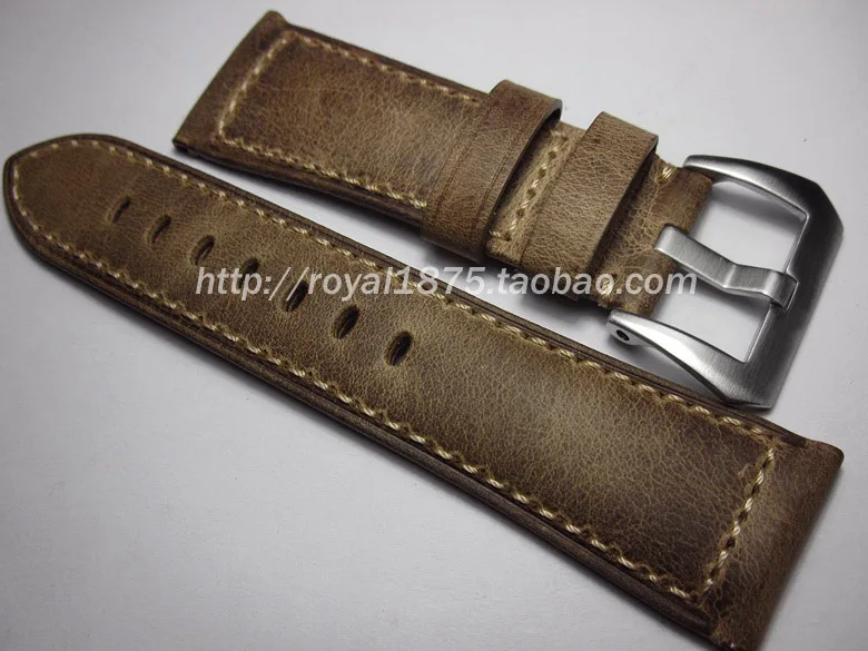 

2019 new 24 26mm Retro gray Vintage Italy Calf Leather Watchband Replace PAM 183 372 PAM111 441 /for Panerai Pilot Watch Strap