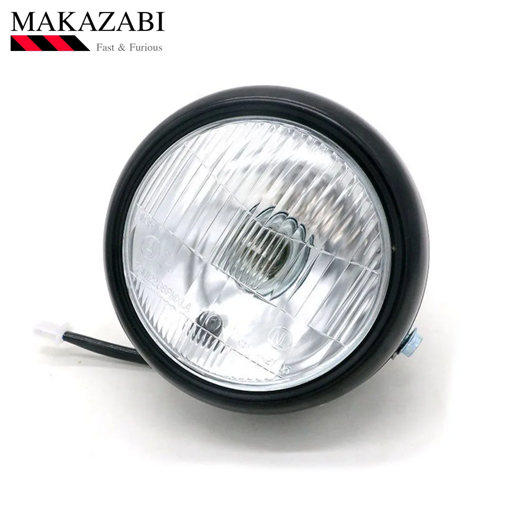 

Motorcycle Headlight Black Metal Retro Halogen Front Light 12V Fits For CG125 GN125 CB CL Yamaha Suzuki Cafe Racer