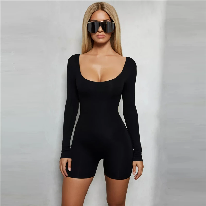 

2019 Sexy Womens Long Sleeve Solid Bodysuit Stretch Ladies Leotard Body Backless Playsuits Tops Slim Jumpsuit blusa Rompers